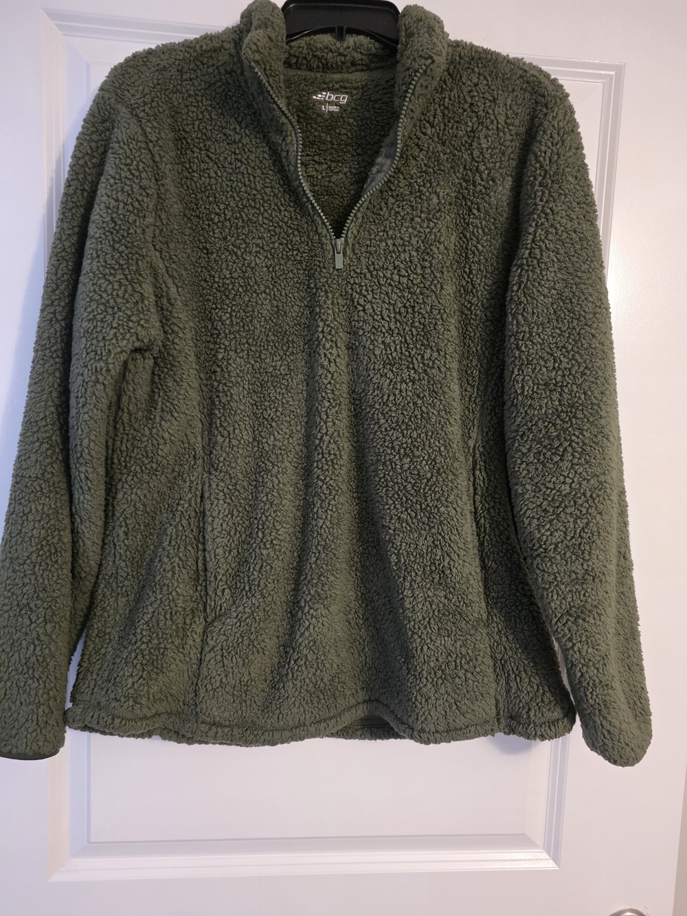 bcg Olive Green Sherpa Half-Zip Pullover